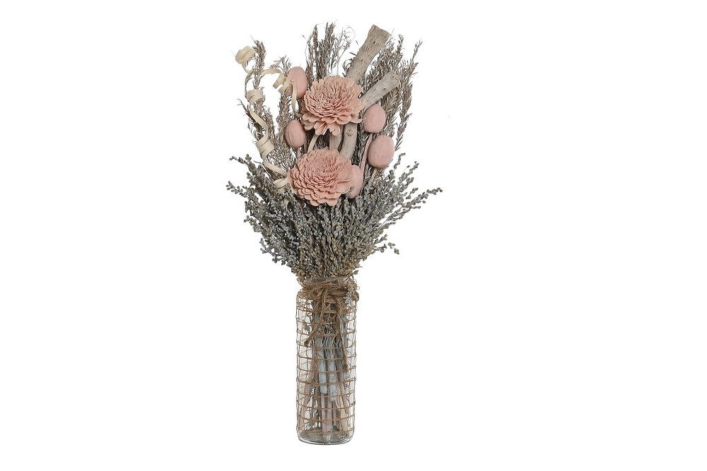 RAMO FLOR SECA CRISTAL 20X10X50CM ROSA